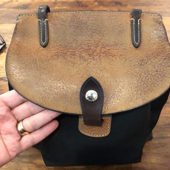 Dooney & Bourke Saddle Crossbody Black Canvas, Brown Distressed Leather - Picture 13 of 16